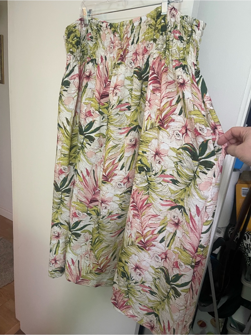 Floral Maxi Skirt in Pink & Green